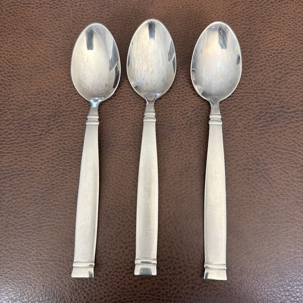 Cambridge 3pc Stainless Steel Silver Flatware Teaspoons Glossy/Matte Banded